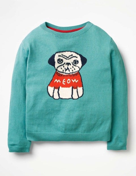 Animal Antics Jumper - Delphinium Blue Pug Animal Antics Jumper - Delphinium Blue Pug