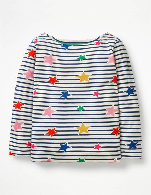 Fun Breton T-Shirt - Ecru/Starboard Blue Star Fun Breton T-Shirt - Ecru/Starboard Blue Star