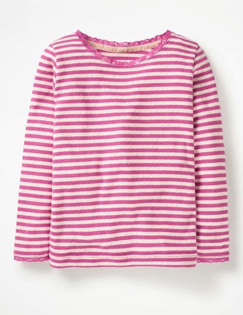 Superweiches Pointelle-T-Shirt - Rosarot/Ecru Superweiches Pointelle-T-Shirt - Rosarot/Ecru