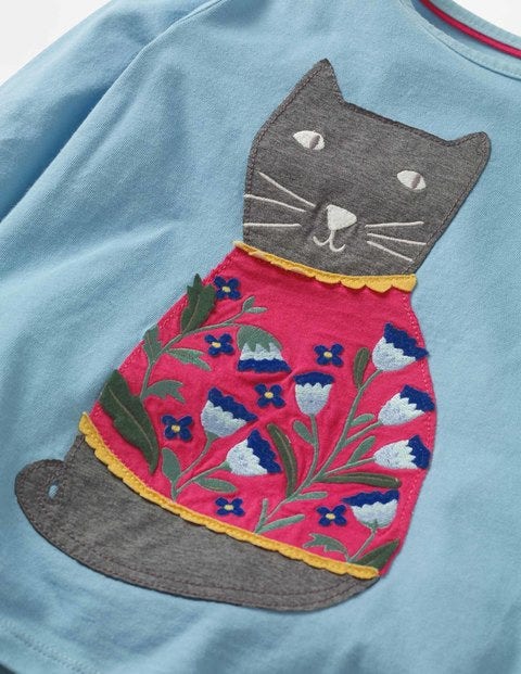 Felt Appliqué Pet T-Shirt - Heavenly Blue Cat Felt Appliqué Pet T-Shirt - Heavenly Blue Cat
