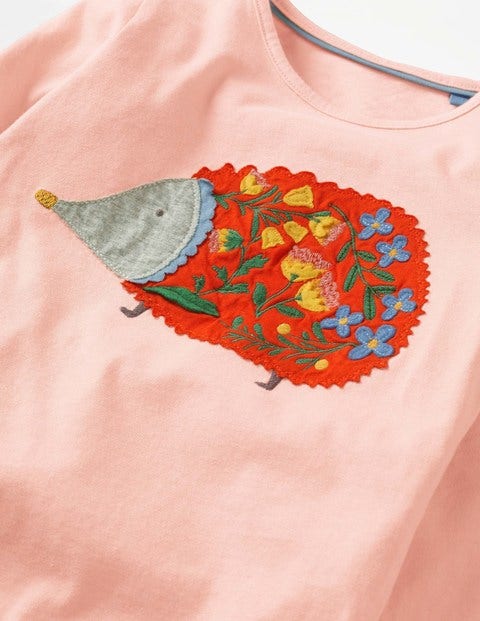 Felt Appliqué Pet T-Shirt - Provence Dusty Pink Hedgehog Felt Appliqué Pet T-Shirt - Provence Dusty Pink Hedgehog