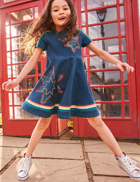 Jersey Denim Skater Dress - Mid Vintage Jersey Denim Skater Dress - Mid Vintage