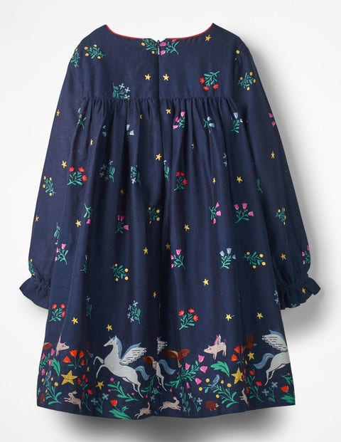 Long-Sleeved Smocked Dress - School Navy Peculiar Pets Long-Sleeved Smocked Dress - School Navy Peculiar Pets