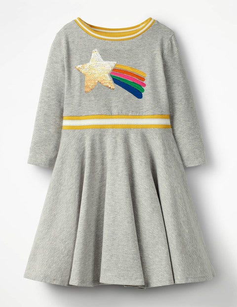 Colour-Change Sequin Dress - Grey Marl Rainbow Star Colour-Change Sequin Dress - Grey Marl Rainbow Star