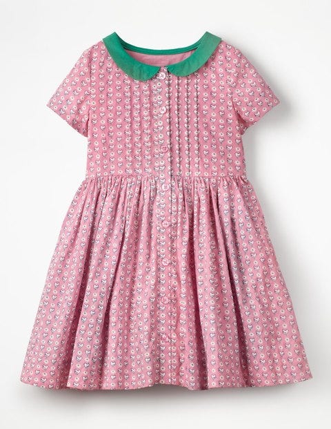 Collared Nostalgic Dress - Formica Pink Geo Birds Collared Nostalgic Dress - Formica Pink Geo Birds