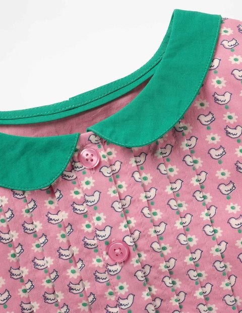 Collared Nostalgic Dress - Formica Pink Geo Birds Collared Nostalgic Dress - Formica Pink Geo Birds