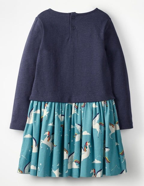 Kleid Mit Pailletten-Logo - Blau, Regenbogen, Einhörner Kleid Mit Pailletten-Logo - Blau, Regenbogen, Einhörner