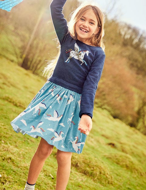 Sequin Logo Dress - Blue Rainbow Unicorns Sequin Logo Dress - Blue Rainbow Unicorns