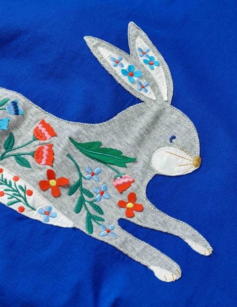 Big Appliqué Dress - Cobalt Blue Bunny Big Appliqué Dress - Cobalt Blue Bunny