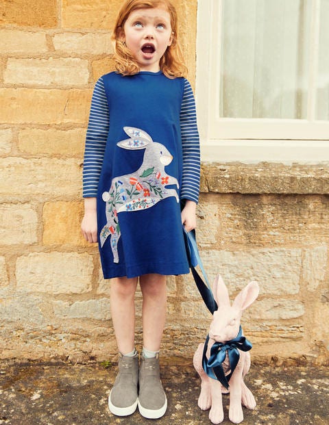 Big Appliqué Dress - Cobalt Blue Bunny Big Appliqué Dress - Cobalt Blue Bunny