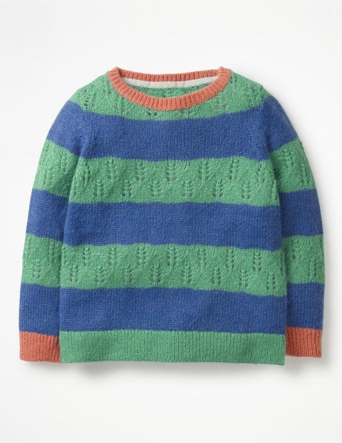 Textured Stripy Sweater - Jungle Green/Cobalt Blue Textured Stripy Sweater - Jungle Green/Cobalt Blue