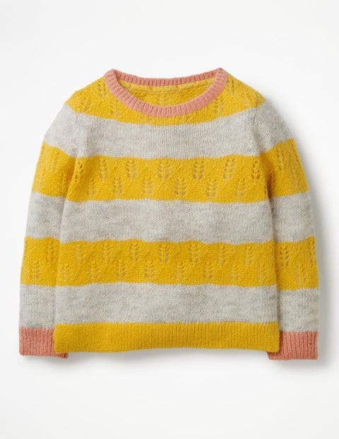 Textured Stripy Sweater - Honeycomb Yellow/Grey Marl Textured Stripy Sweater - Honeycomb Yellow/Grey Marl