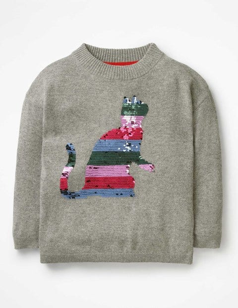 Colour-Change Sequin Sweater - Grey Marl Cat Colour-Change Sequin Sweater - Grey Marl Cat