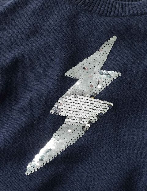 Pull À Sequins Réversibles - Bleu marine écolier Pull À Sequins Réversibles - Bleu marine écolier