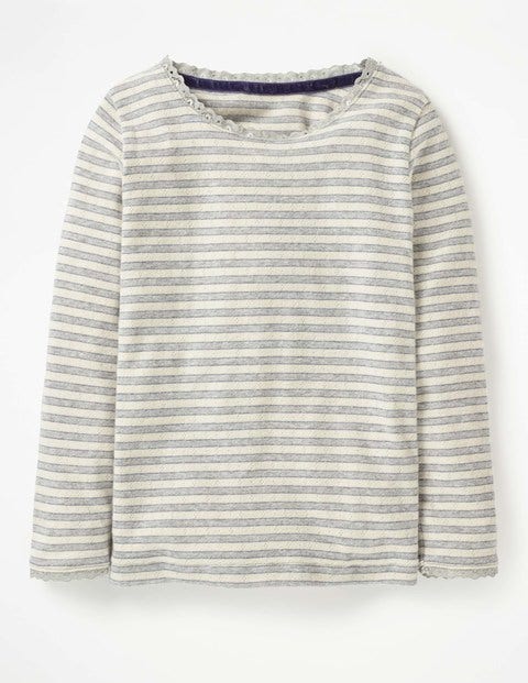 Sparkly Pointelle T-Shirt - Grey Marl/Blue Sparkly Pointelle T-Shirt - Grey Marl/Blue