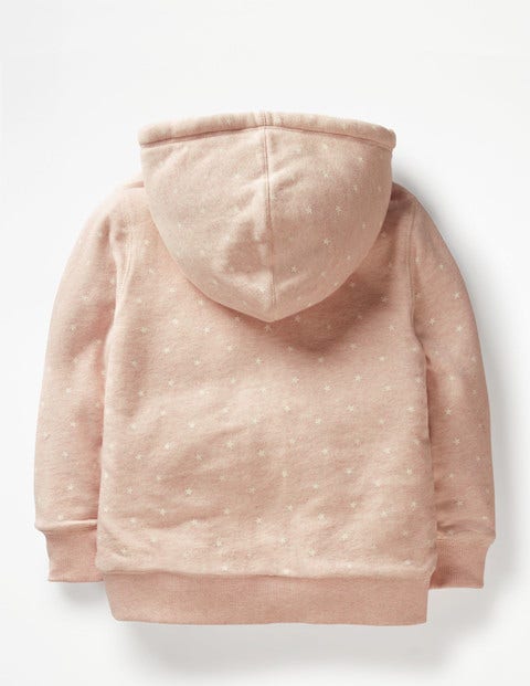 Printed Shaggy-Lined Hoodie - Provence Dusty Pink Marl/Stars Printed Shaggy-Lined Hoodie - Provence Dusty Pink Marl/Stars