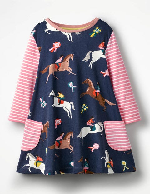 Printed Tunic - School Navy Jumping Ponies Printed Tunic - School Navy Jumping Ponies
