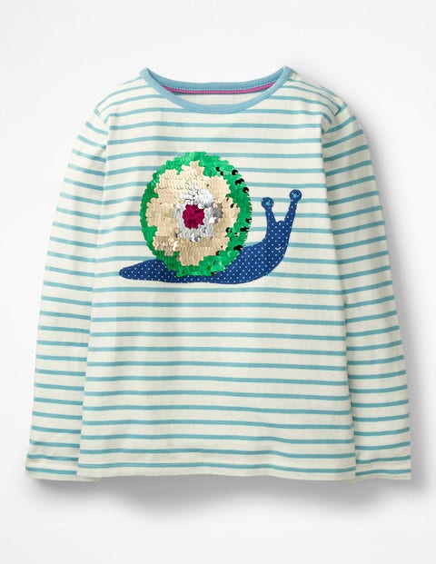Colour-Change Sequin T-Shirt - Delphinium Blue/ Ecru Snail Colour-Change Sequin T-Shirt - Delphinium Blue/ Ecru Snail
