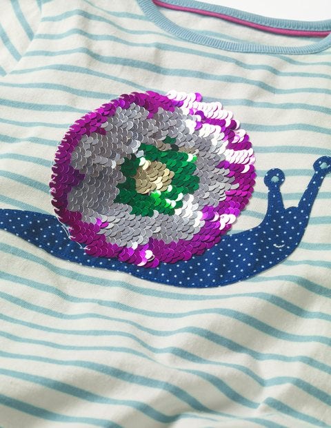 Colour-Change Sequin T-Shirt - Delphinium Blue/ Ecru Snail Colour-Change Sequin T-Shirt - Delphinium Blue/ Ecru Snail
