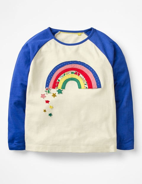 Oberteil Mit Patchwork-Applikation - Ecru, Regenbogen Oberteil Mit Patchwork-Applikation - Ecru, Regenbogen