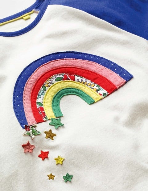 Oberteil Mit Patchwork-Applikation - Ecru, Regenbogen Oberteil Mit Patchwork-Applikation - Ecru, Regenbogen