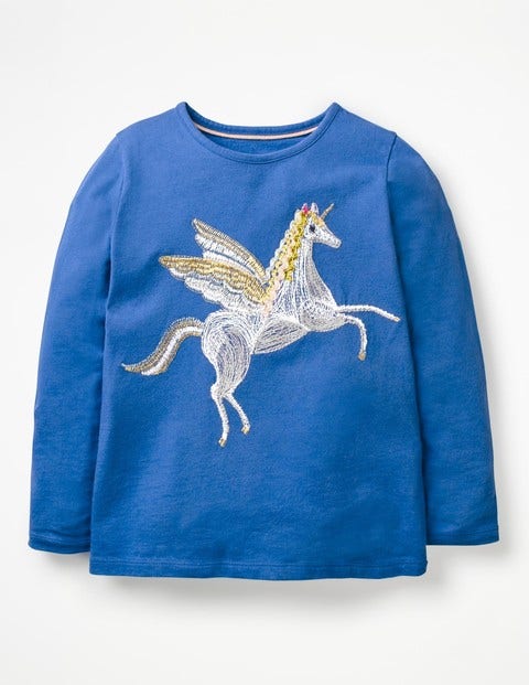 Superstitch Appliqué T-Shirt - Cobalt Blue Unicorn Superstitch Appliqué T-Shirt - Cobalt Blue Unicorn