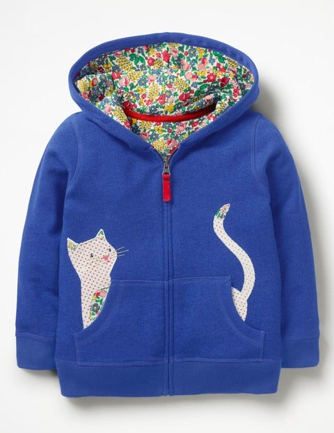 Novelty Zip-Up Hoodie - Cobalt Blue Cat Novelty Zip-Up Hoodie - Cobalt Blue Cat