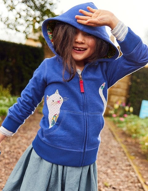Novelty Zip-Up Hoodie - Cobalt Blue Cat Novelty Zip-Up Hoodie - Cobalt Blue Cat