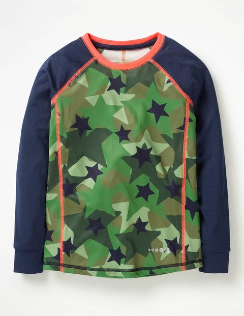 Long-Sleeved Active T-Shirt - Army Green Camo Star Long-Sleeved Active T-Shirt - Army Green Camo Star