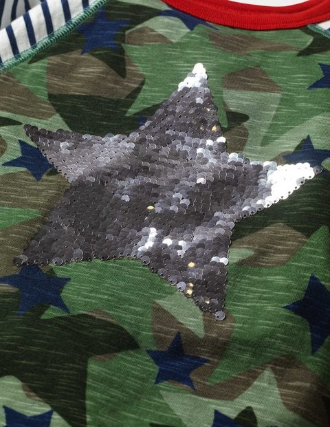 Colour-Change Sequin Raglan - Army Green Camo Star Colour-Change Sequin Raglan - Army Green Camo Star