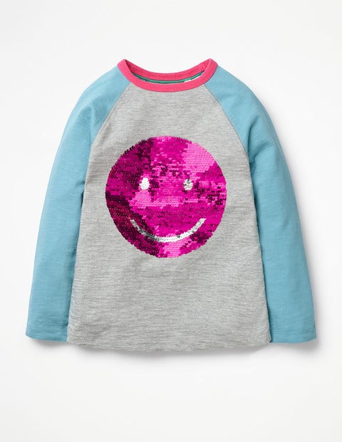 Colour-Change Sequin Raglan - Grey Marl Smile Colour-Change Sequin Raglan - Grey Marl Smile