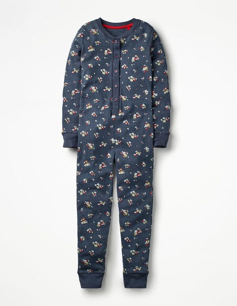 Cosy All-In-One Pyjamas - Navy Marl Vintage Posy Cosy All-In-One Pyjamas - Navy Marl Vintage Posy