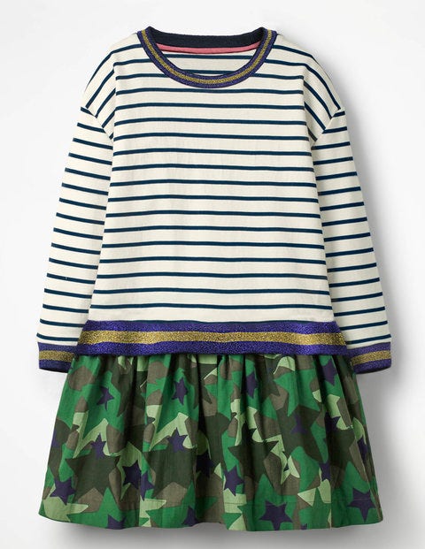 Fun Jersey Woven Dress - Sparkly Stripe/Camo Stars Fun Jersey Woven Dress - Sparkly Stripe/Camo Stars