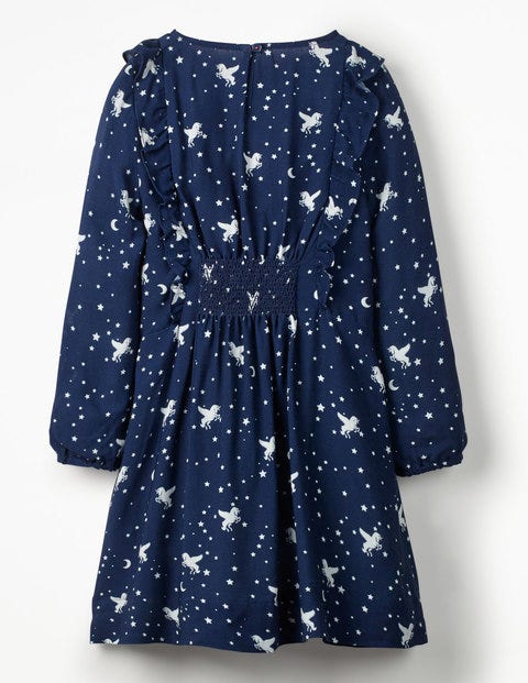 Woven Frill Dress - School Navy Unicorn Sky Woven Frill Dress - School Navy Unicorn Sky