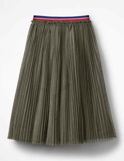 Pleated Tulle Midi Skirt - Army Green Pleated Tulle Midi Skirt - Army Green