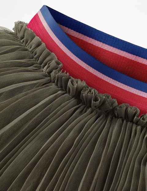 Pleated Tulle Midi Skirt - Army Green Pleated Tulle Midi Skirt - Army Green