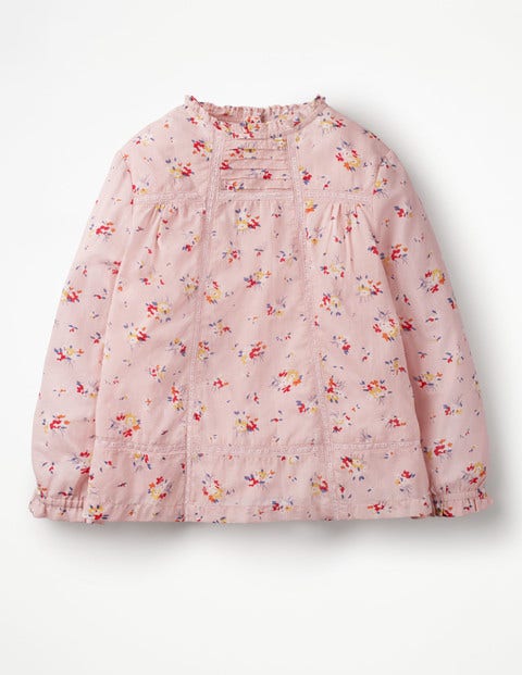 Printed Lace Detail Top - Dusty Pink Vintage Posy Printed Lace Detail Top - Dusty Pink Vintage Posy