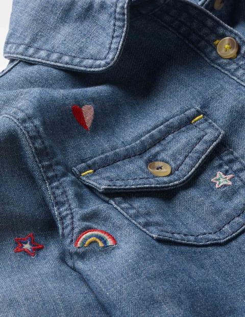 Embroidered Denim Shirt - Mid Wash Denim Embroidered Denim Shirt - Mid Wash Denim
