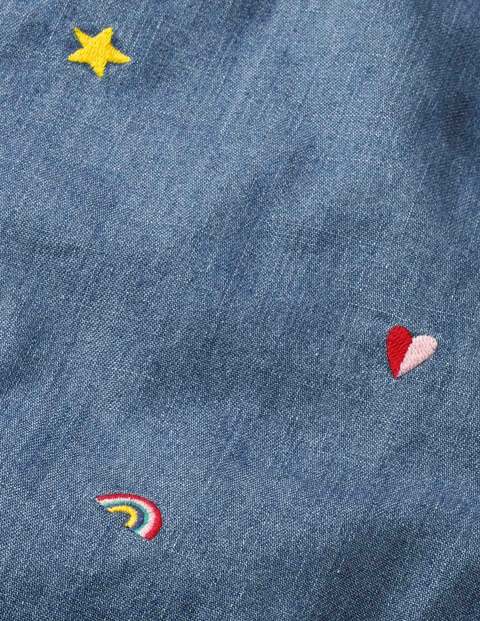 Embroidered Denim Shirt - Mid Wash Denim Embroidered Denim Shirt - Mid Wash Denim