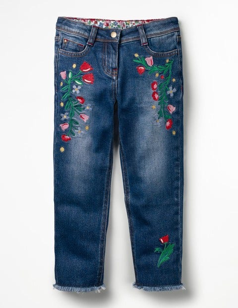 Embroidered Slim Fit Jeans - Dark Wash Embroidered Slim Fit Jeans - Dark Wash