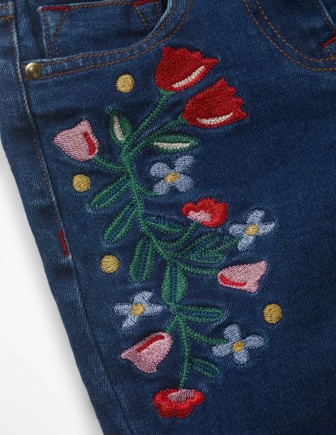 Embroidered Slim Fit Jeans - Dark Wash Embroidered Slim Fit Jeans - Dark Wash
