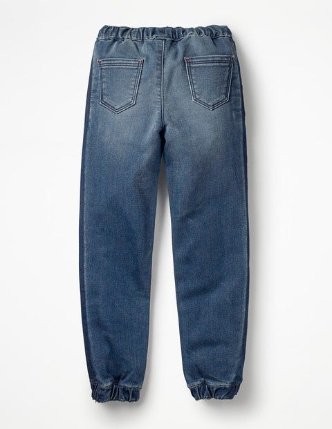 Jersey Denim Pull-On Trousers - Mid Vintage Contrast Stripe Jersey Denim Pull-On Trousers - Mid Vintage Contrast Stripe