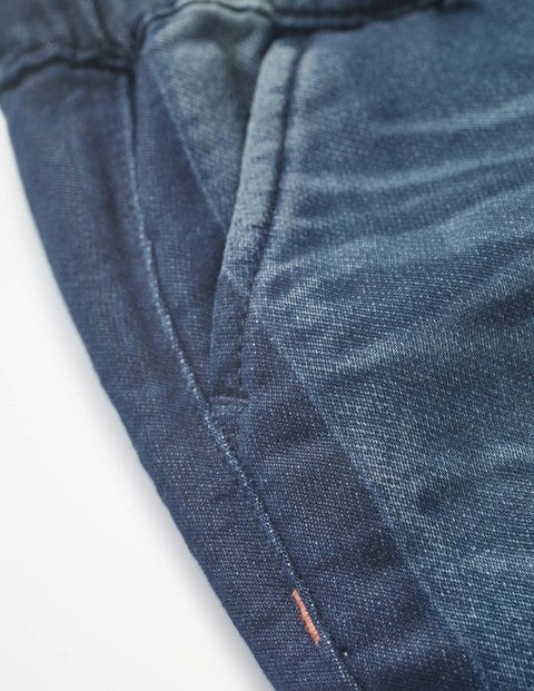 Jersey Denim Pull-On Trousers - Mid Vintage Contrast Stripe Jersey Denim Pull-On Trousers - Mid Vintage Contrast Stripe