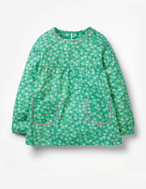 Longer Length Floaty Woven Top - Green Pepper Retro Daisies Longer Length Floaty Woven Top - Green Pepper Retro Daisies