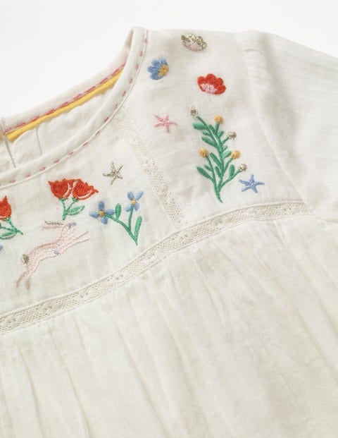 Pretty Detailed Woven Top - Ecru Floral Pretty Detailed Woven Top - Ecru Floral