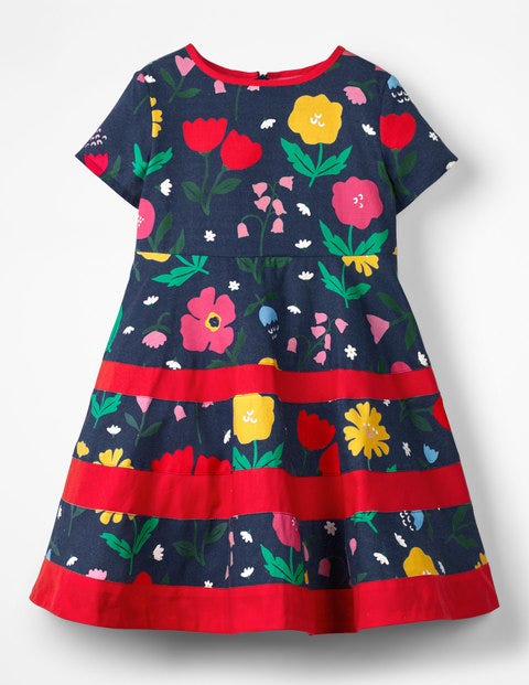 Floral Skater Dress - School Navy Painted Flowers Floral Skater Dress - School Navy Painted Flowers
