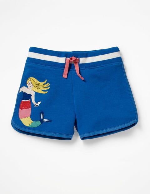 Appliqué Jersey Shorts - Skipper Blue Mermaid Appliqué Jersey Shorts - Skipper Blue Mermaid