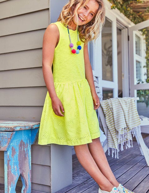 Jersey Woven Dress - Acid Yellow Jersey Woven Dress - Acid Yellow