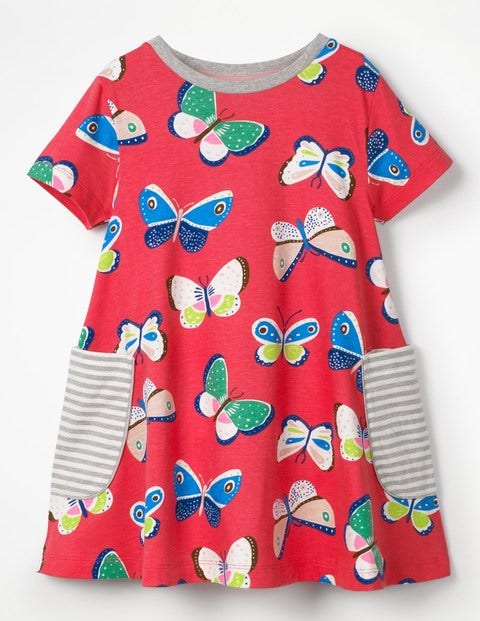 Farbenfrohe Tunika Mit Print - Himbeerrot, Schmetterlinge Farbenfrohe Tunika Mit Print - Himbeerrot, Schmetterlinge
