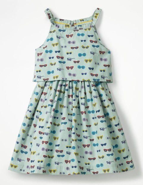 Double-Layered Woven Dress - Azure Mist Blue Sunglasses Double-Layered Woven Dress - Azure Mist Blue Sunglasses